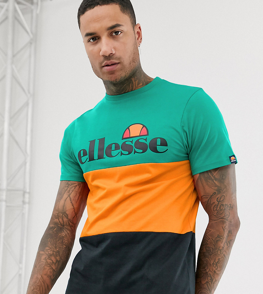 Ellesse - Larancia - T-shirt verde colour block - In esclusiva per ASOS