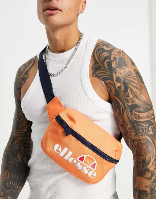 ellesse large logo fanny pack in orange