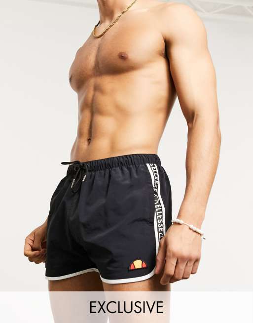 ellesse Larito swim shorts with taping in black exclusive at ASOS