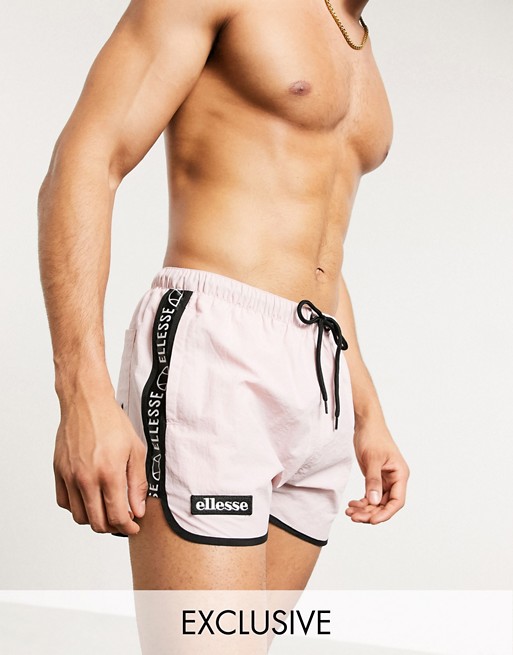 ellesse Larito swim shorts with taping in pink exclusive at ASOS