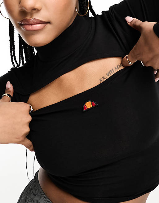 ellesse Leilah long sleeve cropped t-shirt in black | ASOS