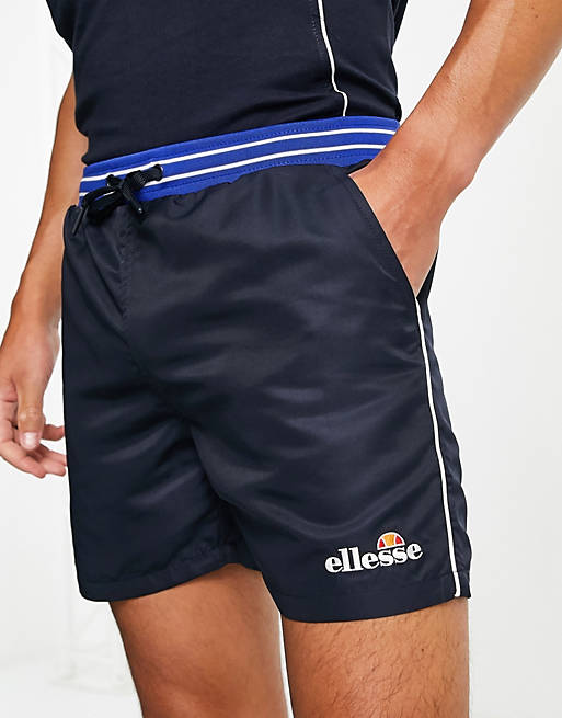 ellesse logo elastic waist shorts in navy