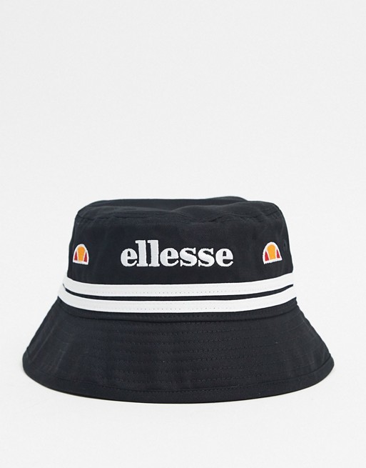 ellesse logo stripe bucket hat in black
