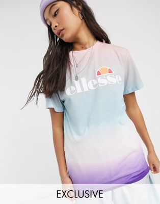 Ellesse logo t-shirt in rainbow fade 