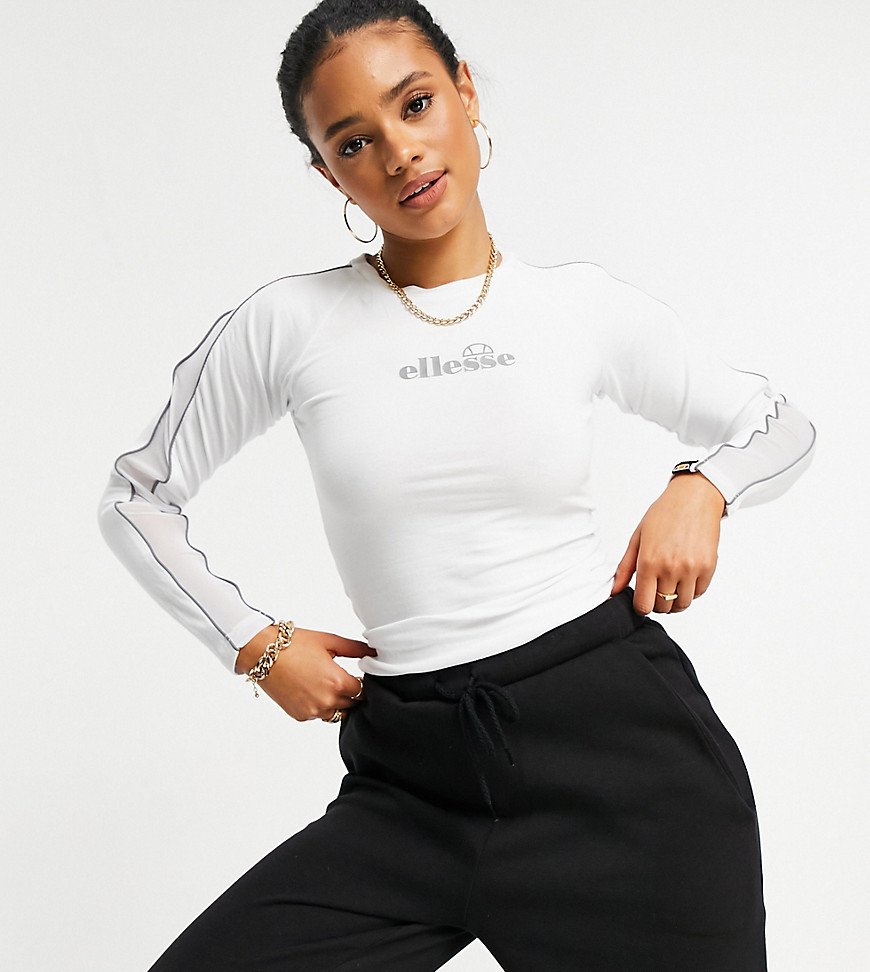 Ellesse long sleeve top with reflective logo in white - exclusive to ASOS