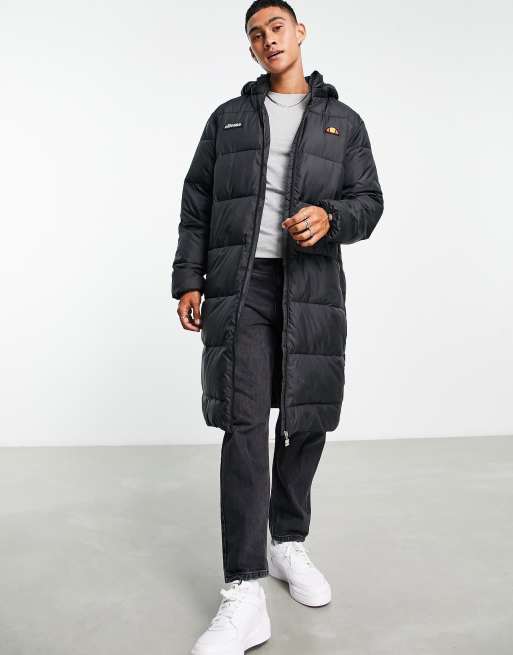 ellesse longline puffer coat in black ASOS