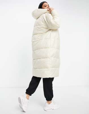 longline puffer jacket white