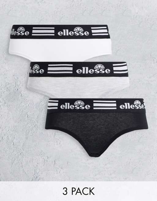 Ellesse - Lot de 3 shorts avec logo - Noir, blanc et gris 