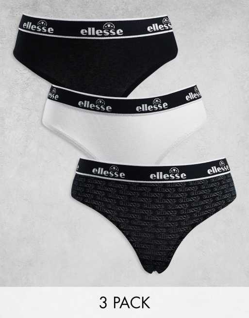 ellesse - Lot de 3 strings - Noir et blanc 