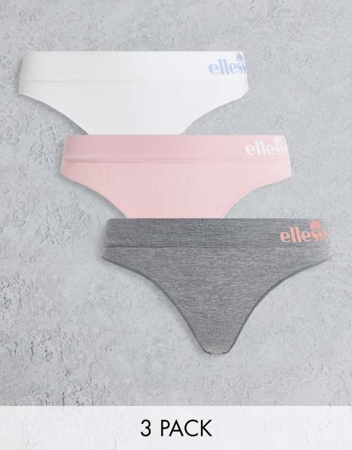 ellesse - Lot de 3 strings - Rose, blanc et gris