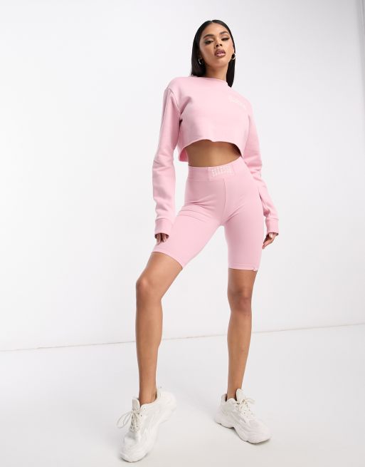 ellesse Lucini legging shorts in light pink