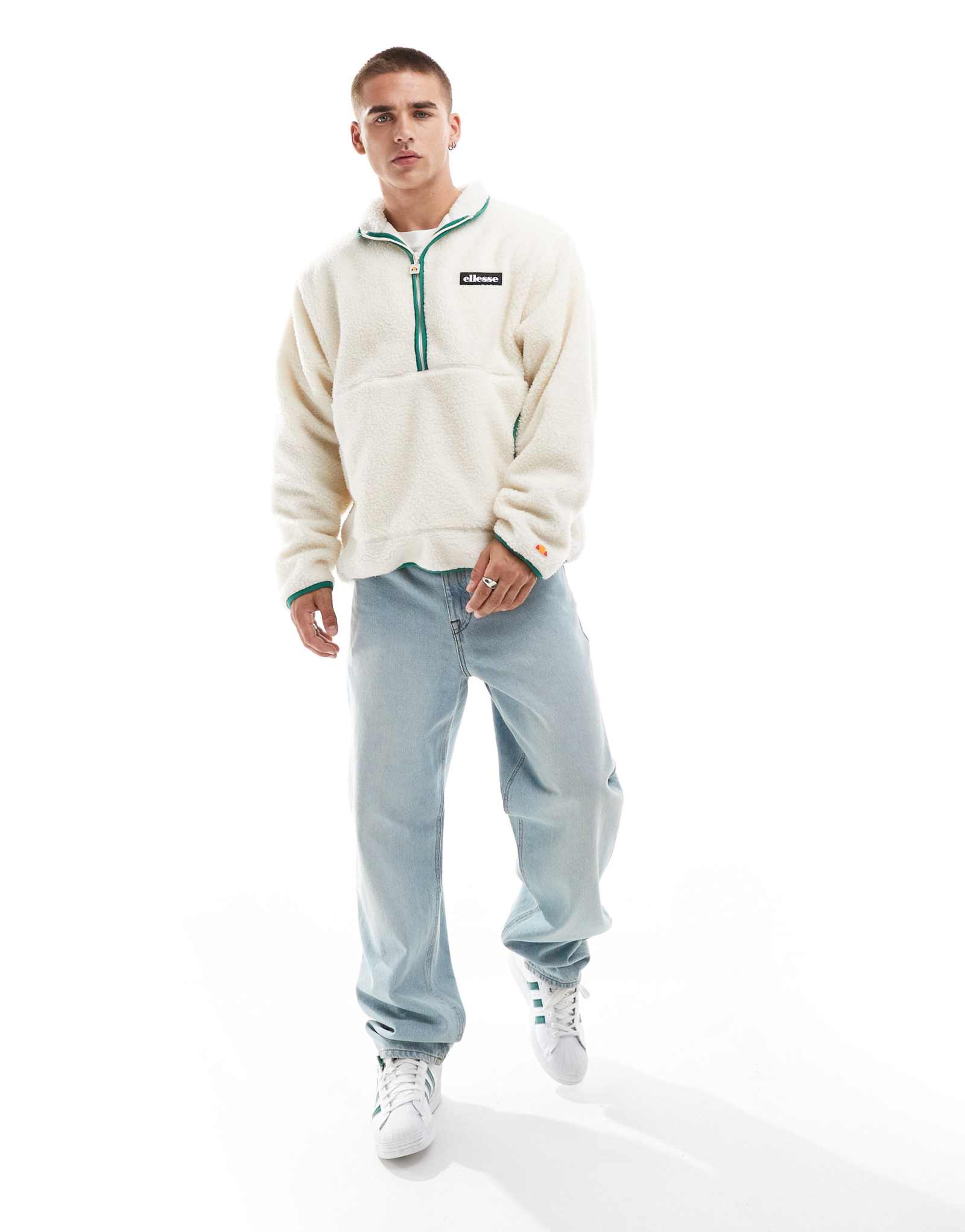 флис ellesse Maracuta на молнии с четвертью, темно-белый
