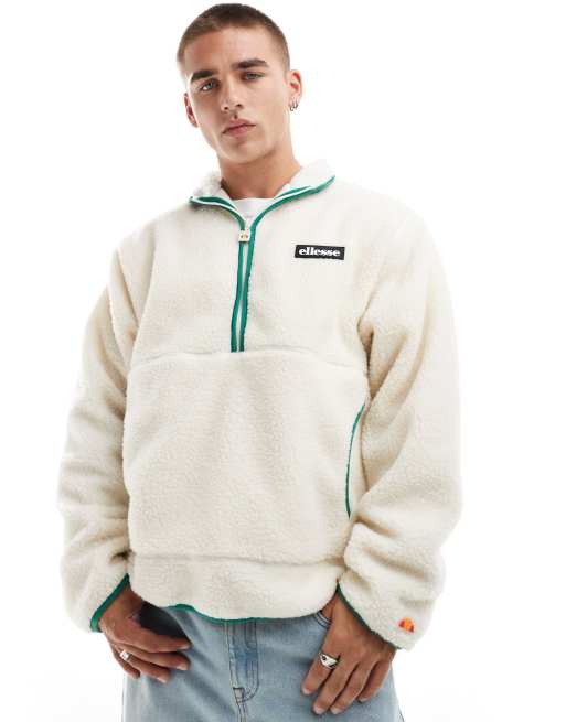 ellesse Maracuta quarter zip fleece in off white ASOS
