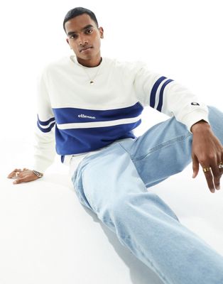 ellesse Matiano sweatshirt in off white and navy - ASOS Price Checker