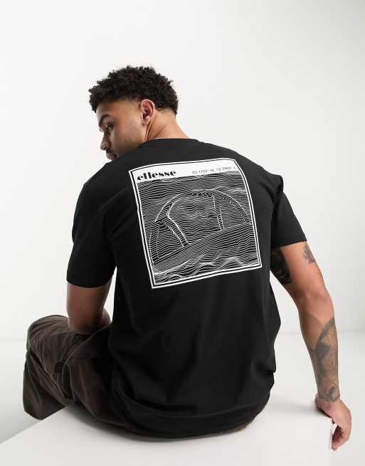 ellesse – Meta – T-Shirt in Schwarz mit weißem Rückenprint