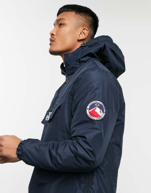 elk tieners hoofdstuk ellesse Monterini padded 1/4 zip jacket in navy | ASOS