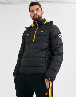 ellesse padded jacket with hood in black