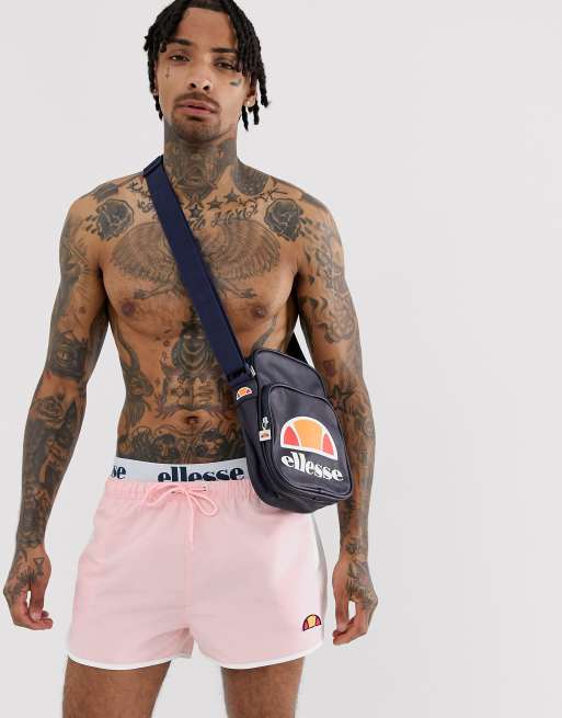 ellesse Nasello swim shorts with layered waistband in pink ASOS