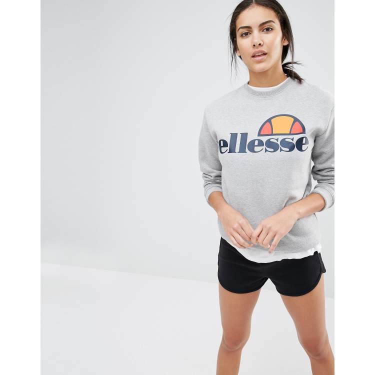 ELLESSE Sweatshirt Men's MEDIUM Pullover Oversized Front Logo Crew Neck  Black