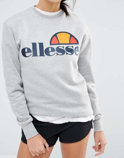 ELLESSE Sweatshirt Men's MEDIUM Pullover Oversized Front Logo Crew Neck  Black