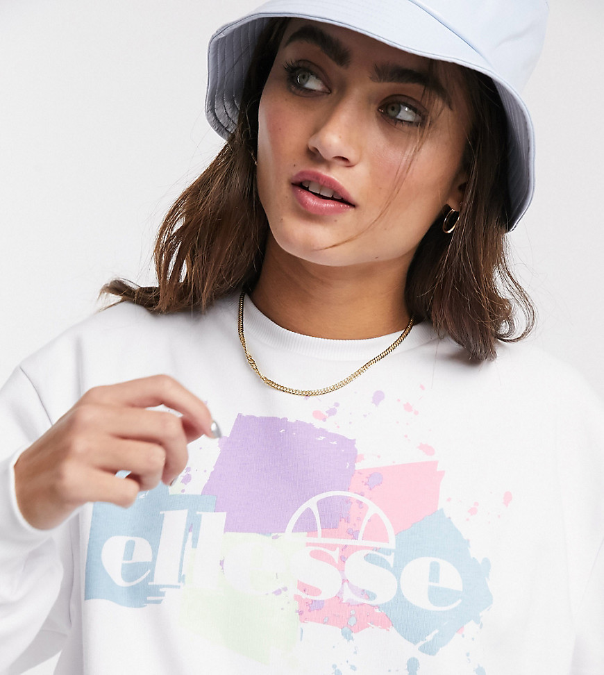 Ellesse - Oversized sweatshirt met grafische logo in vintage stijl-Wit