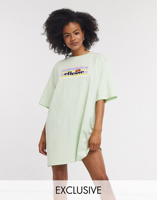 Ellesse oversized t-shirt dress with pastel rainbow box logo