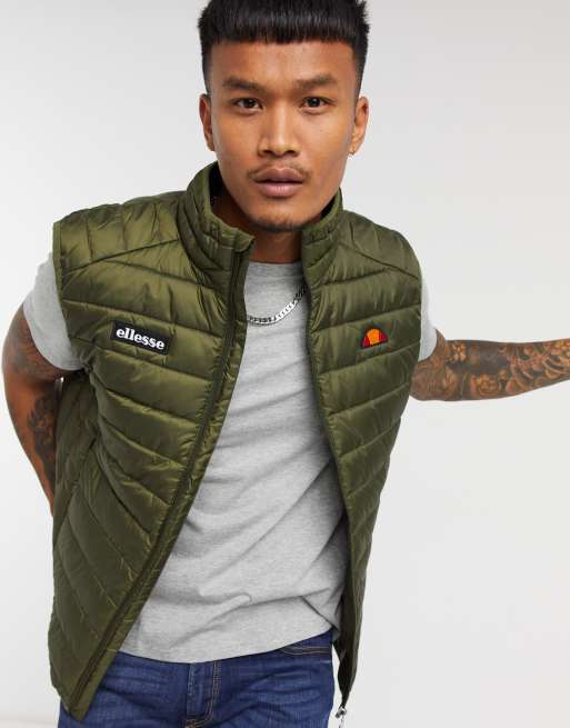 ellesse padded gilet in khaki