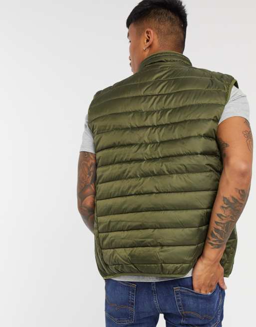 ellesse padded gilet in khaki