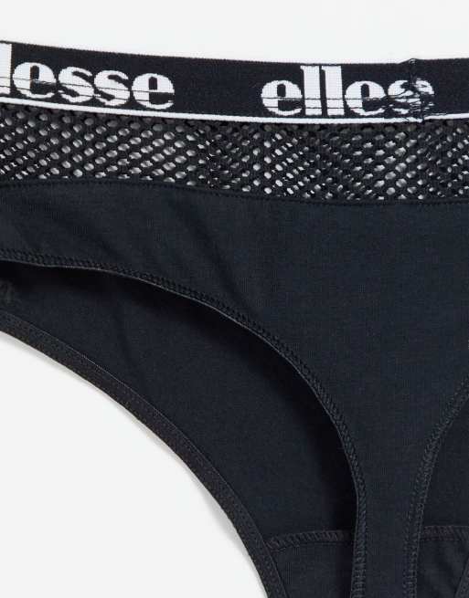 ellesse - Pakke med 2 G-strenge med mesh-indsatser i sort og hvid, 4 af 4