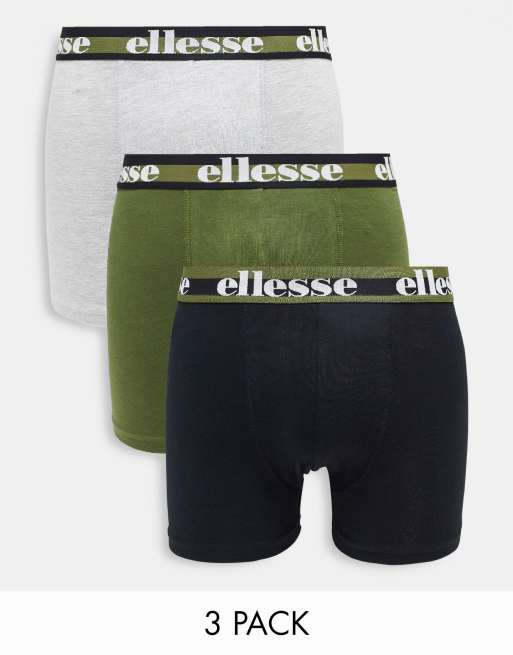 ellesse - Pakke med 3 par boksershorts i grå, sort og kakigrøn