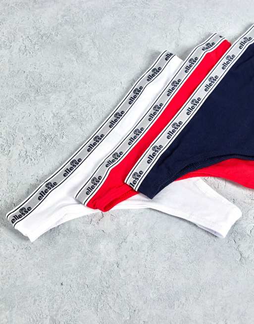 ellesse - Pakke med 3 par tangatrusser i rød og marineblå og hvid , 2 af 4