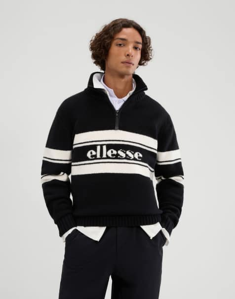 ellesse Palloni quarter long sleeve zip sweatshirt in black - view 1