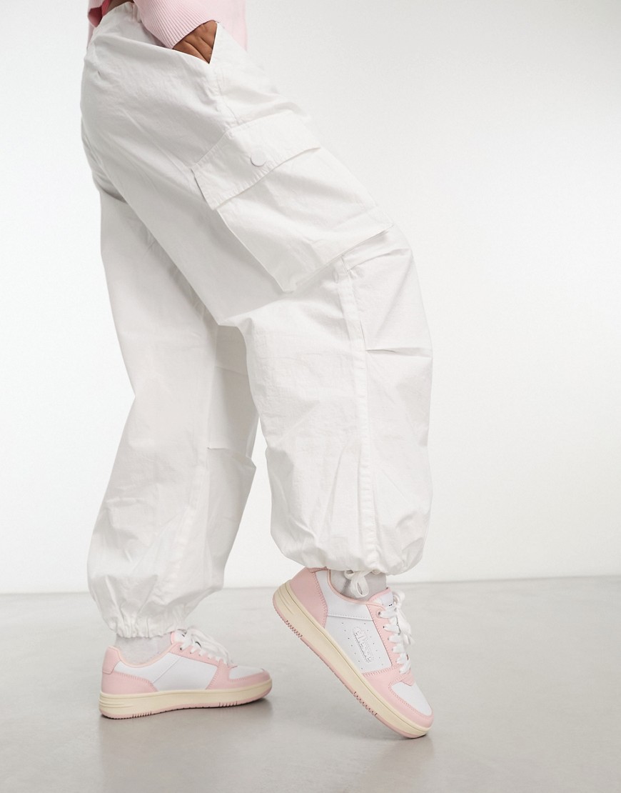 ellesse Panaro cupsole trainers in light pink and white