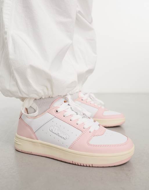 ellesse Panaro cupsole trainers in light pink and white