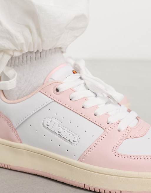 ellesse Panaro cupsole trainers in light pink and white