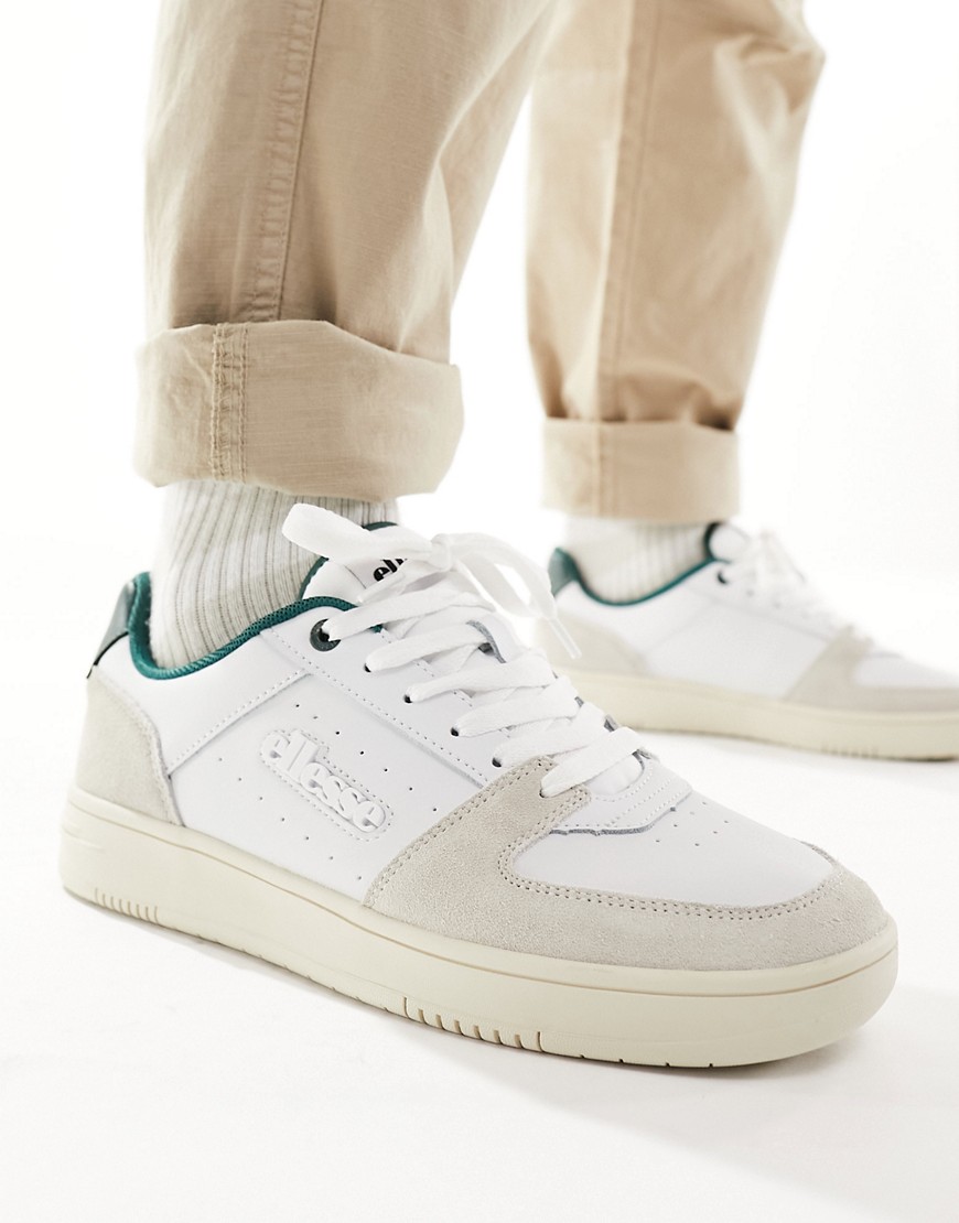 ellesse Panaro cupsole trainers in white and green-Multi