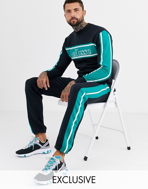 ellesse Panino joggers with taping in black exclusive at ASOS
