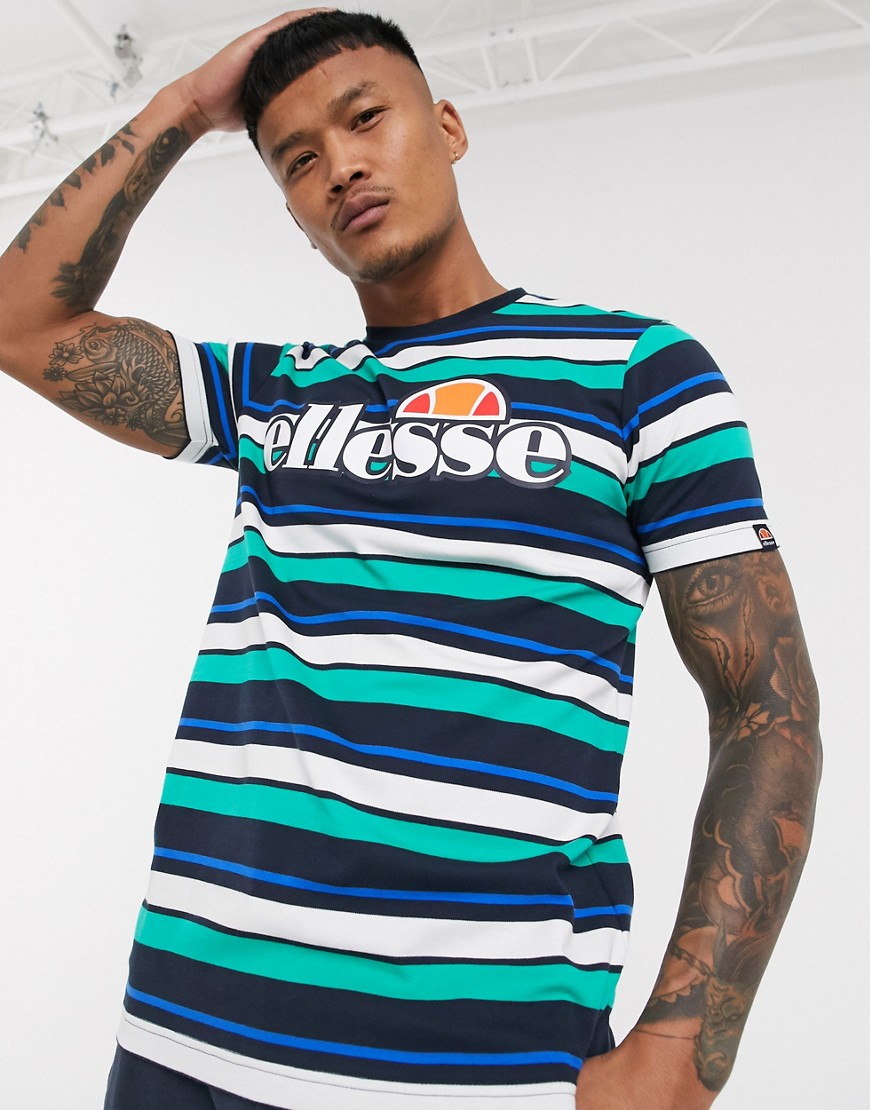 Ellesse Panorama striped t-shirt in navy multi