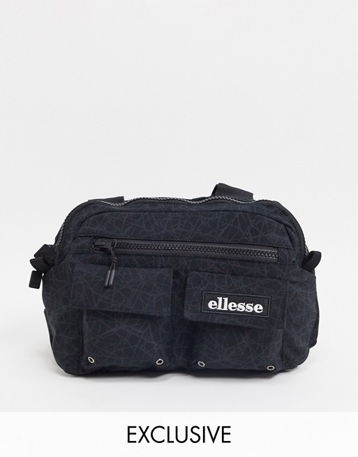 ellesse Pascal reflective chest bag in black exclusive at ASOS