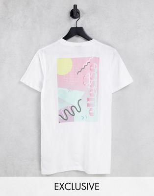 ellesse pastel back print t-shirt in white