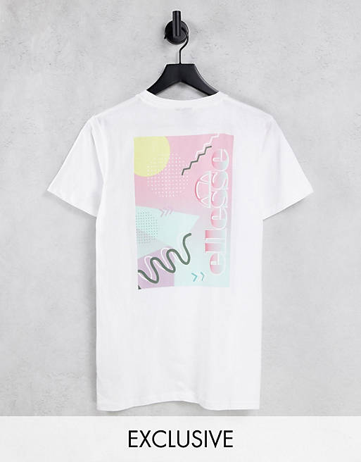 ellesse pastel back print t-shirt in white