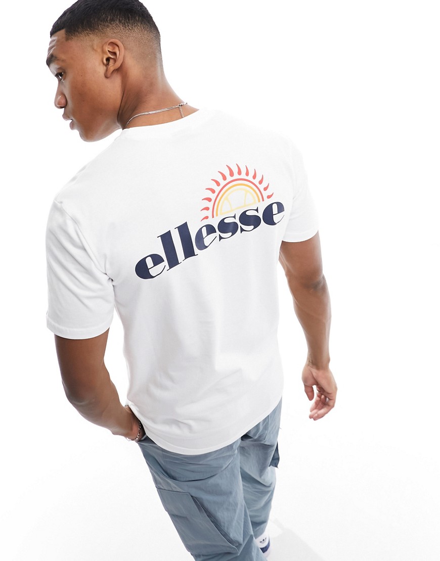 ellesse Pelton graphic back print t-shirt in white