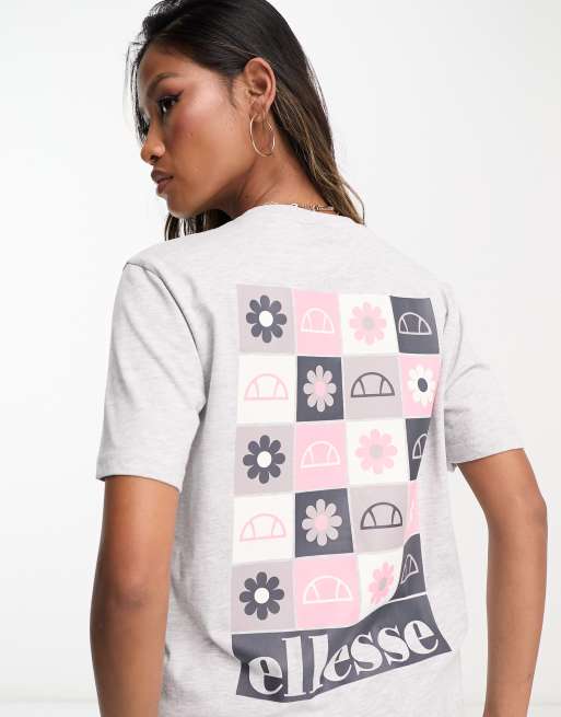 ellesse – Petalian – T-Shirt in Hellgrau mit Gänseblümchen-Print auf dem Rücken, 3 von 4