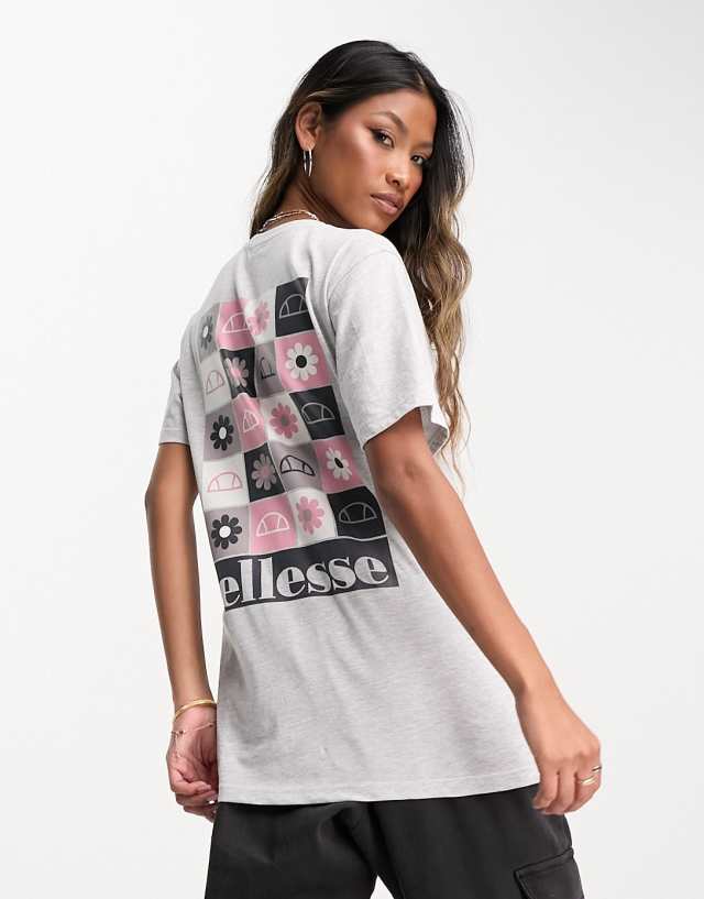 ellesse - petalian t-shirt with daisy back print in light grey