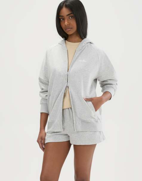 ellesse Pianella fz hoodie in light grey marl - view 1