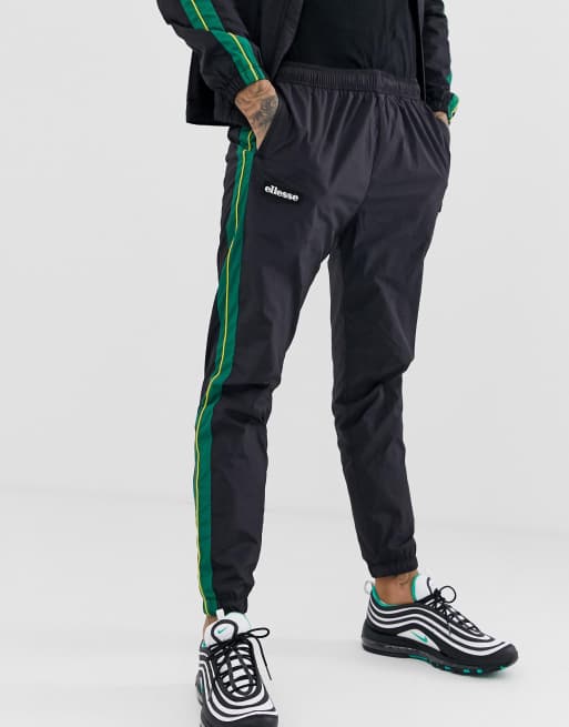 ellesse tracksuit with green taping in black ASOS