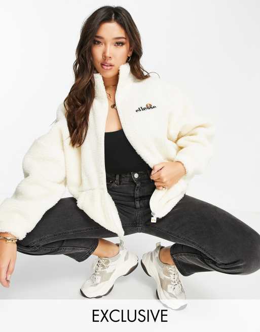 ellesse - Pile in pile borg bianco sporco con cerniera lampo