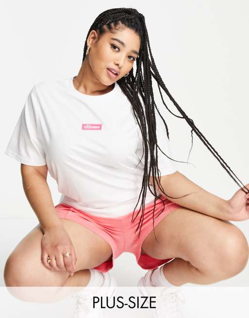 ellesse PLUS – Boyfriend-T-Shirt in Weiß