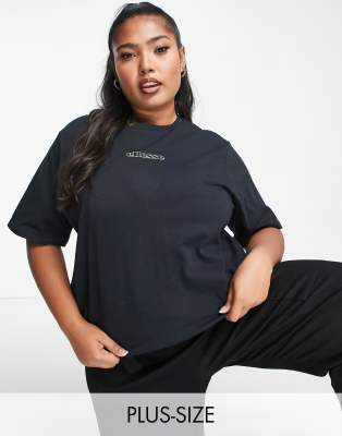 ellesse ellesse plus boyfriend t-shirt with branding in black