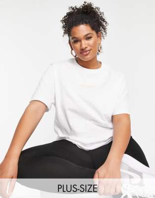 ellesse ellesse plus boyfriend t-shirt with branding in white